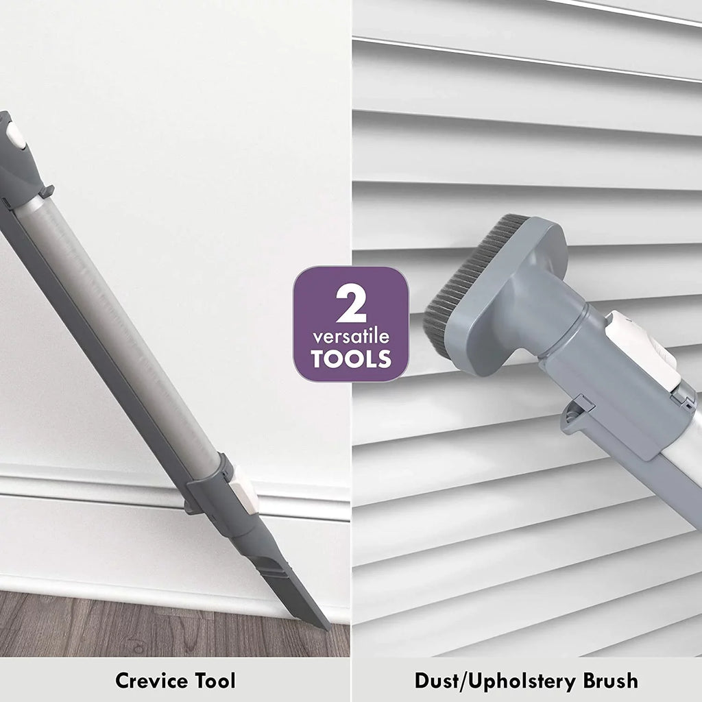 FJU Friendly Lightweight Bagless Compact Canister Vacuum, HEPA, Extended Telescoping Wand, Retractable Cord and 2 Cleaning Tools, Pet PowerMate + 2 Motor Power, Purple