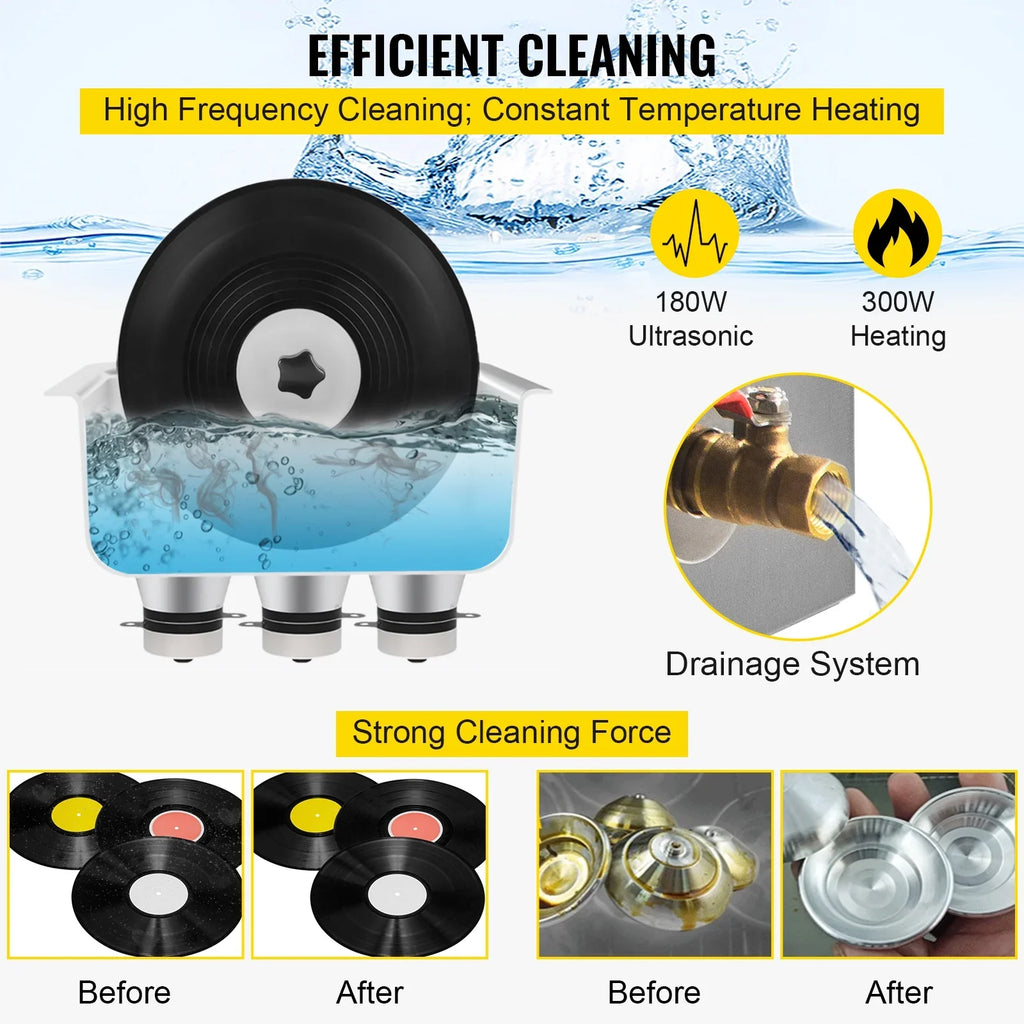 BENTISizeM Ultrasonic Vinyl Record Cleaner Vinyl Ultrasonic Cleaning Machine 6L Knob
