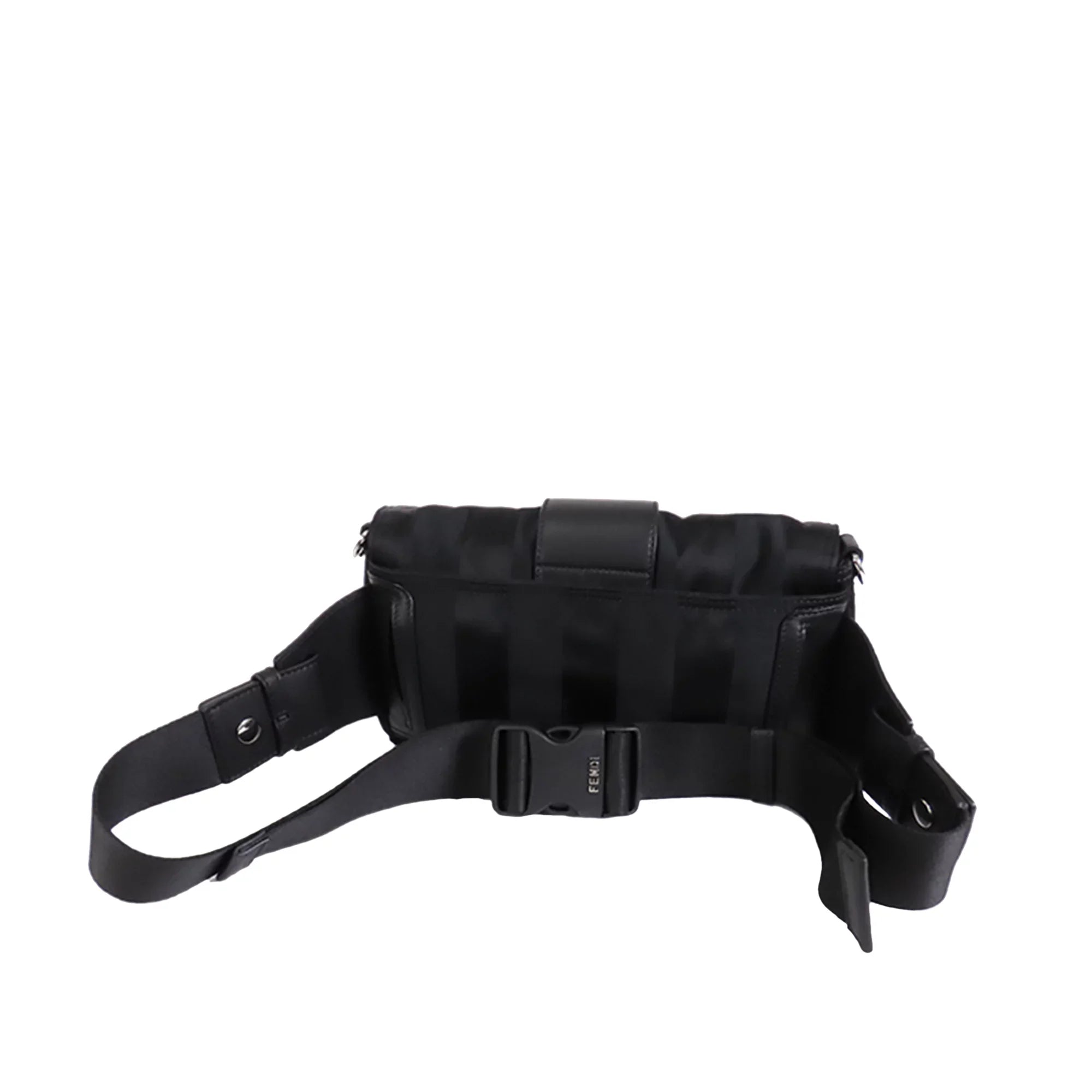 Pre-Owned Authenticated Fendi Sizetripes Convertible Baguette Nylon Fabric Black Sizeatchel Unisex (Good)