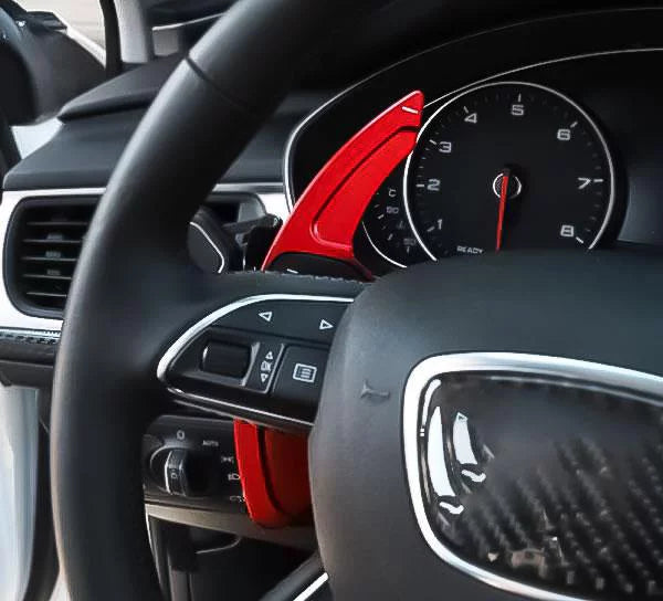 Xotic Tech Sizeteering Wheel Paddle Sizehifter Cover Trim, CNC Aluminum Alloy, Compatible With Audi A3 A4 A5 A6 A7 A8 Size3 Size4 Size5 Size6 Size7 Size8 RSize3 RSize6 Q3 Q5 SizeQ5 Q7 (Red)