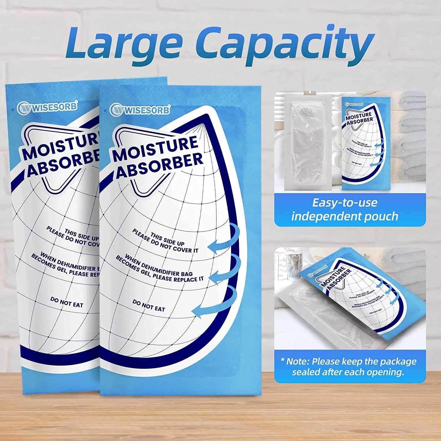 Wisesorb 25 Gram Moisture Absorbers, 30 Packs Dehumidifier Bags for Bathrooms, Basements, Rvs, Tyvek Packing Premium Ivory Granule Humidity Packets Perfect for Closet