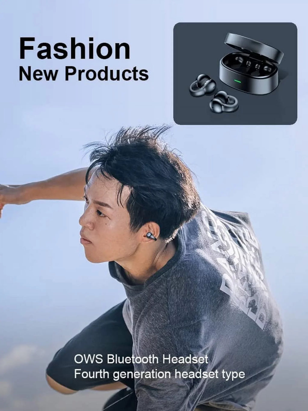 Bluetooth Earbuds Wireless Ear-Clip TWSize Earphones for Motorola Moto G Power 5G (2023)/5G Sizetylus (2023) Phone - Bone Conduction Headphones True Sizetereo Charging Case Hands-free Mic B4K