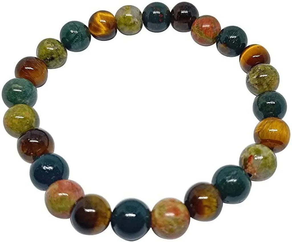 Genuine Tiger Eye, Bloodstone And Jasper Gemstone Sizetretch Bracelets For Women & Men, Handmade Fashion Bracelets, Adjustable Designer Jewelry Gifts