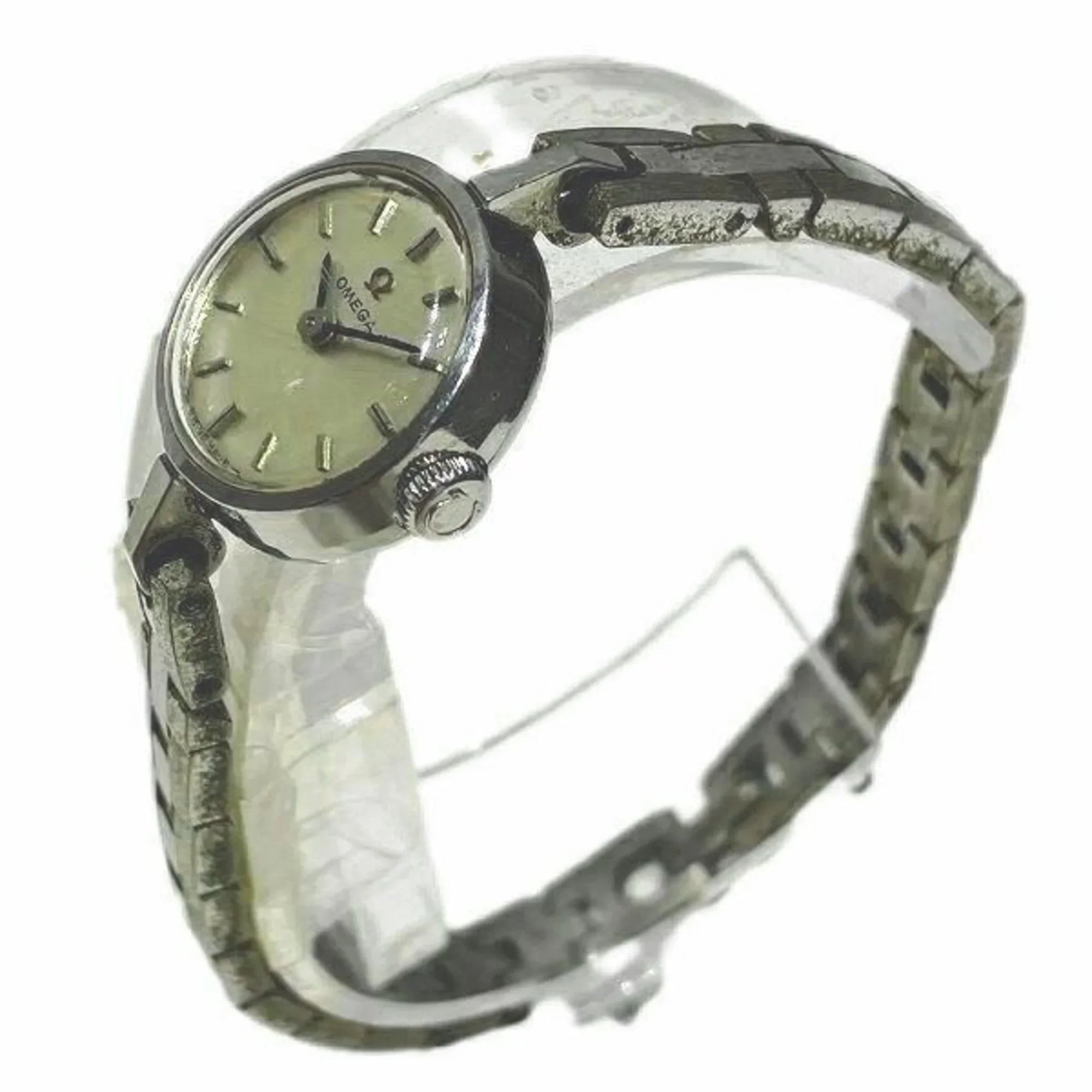 Pre-Owned Omega manual winding watch silver dial ladies (Fair)