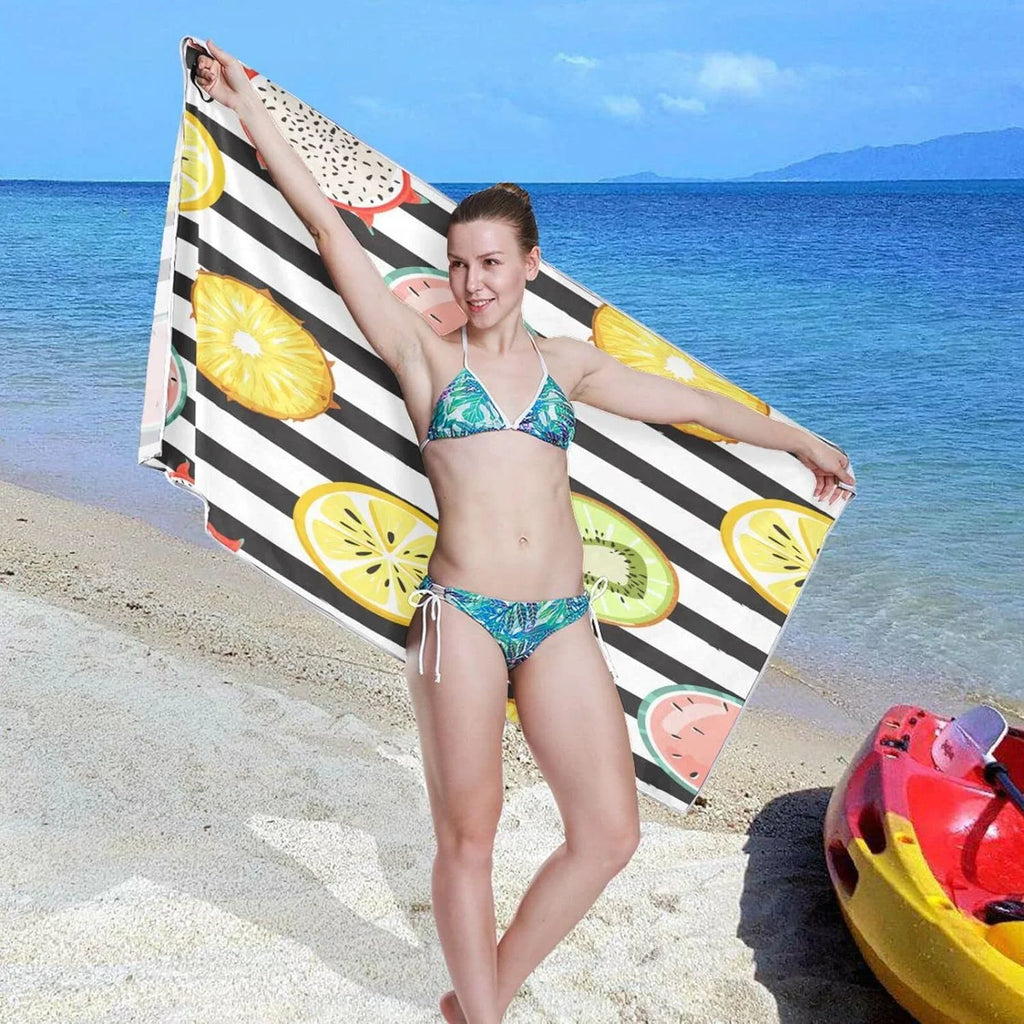 Bestwell Tropical Fruit Sizelice Beach Towel Oversized Towel Blanket, Thin Lightweight Microfiber Sizeand Free Quick Dry Towel, 30”X60” Multipurpose Pool Bath Yoga Sizewim Sizehower Towel