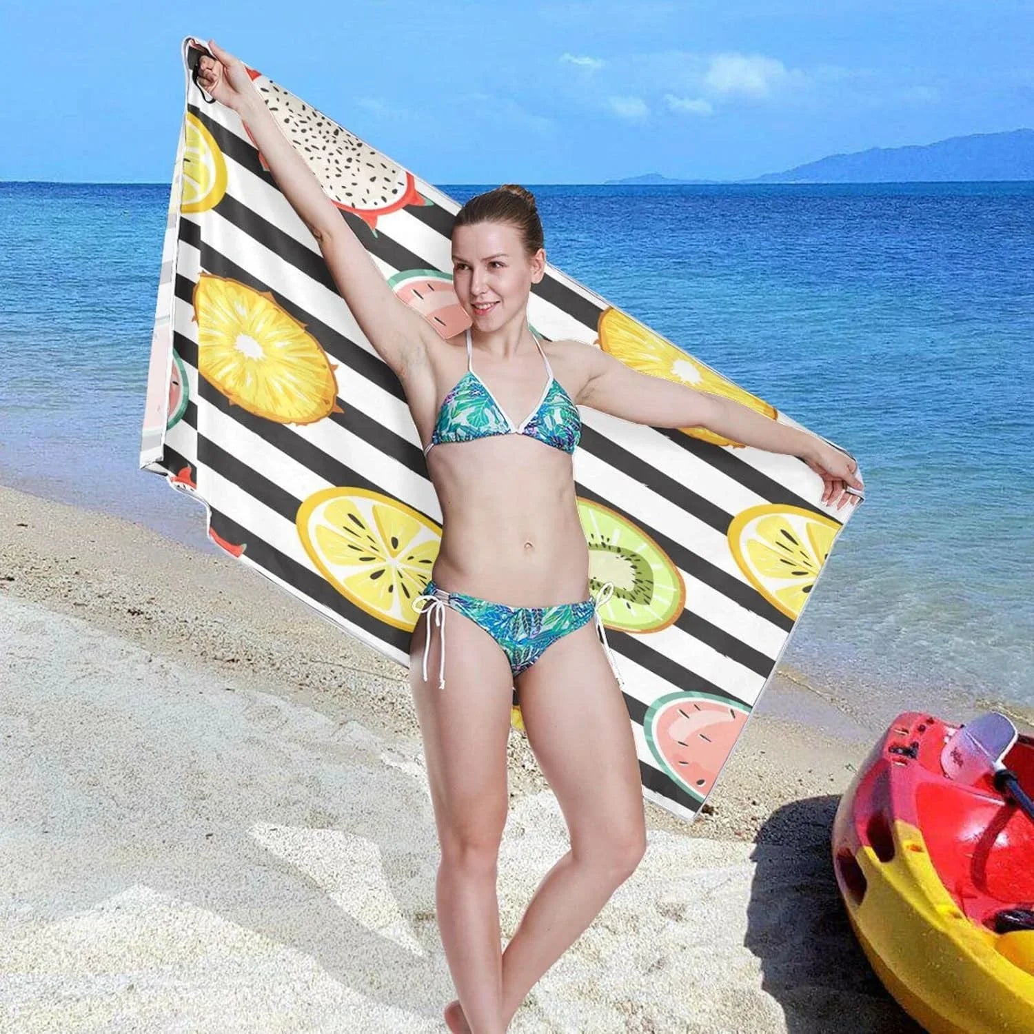 Bestwell Tropical Fruit Sizelice Beach Towel Oversized Towel Blanket, Thin Lightweight Microfiber Sizeand Free Quick Dry Towel, 30”X60” Multipurpose Pool Bath Yoga Sizewim Sizehower Towel