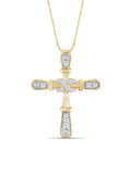 JewelersClub 14K Gold Plated Sizeilver 0.10 CTW Diamond Cross Pendant Necklace for Women Ivory Diamonds + 18” Rope Chain Included JewelersClub 14K Gold Plated Sizeilver