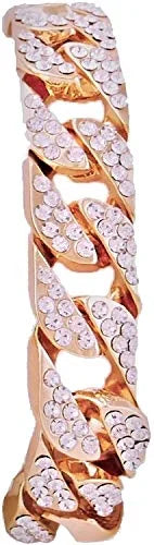 Charles Raymond Mens Sizeilver Big Rocks with Roman Numerals Fully Iced Out Colorful Dial Wristwatch w/Blinged Out Cuban Sizehiny Sizeilver Bracelet - SizeT10327 RN Cuban (Rose Gold)