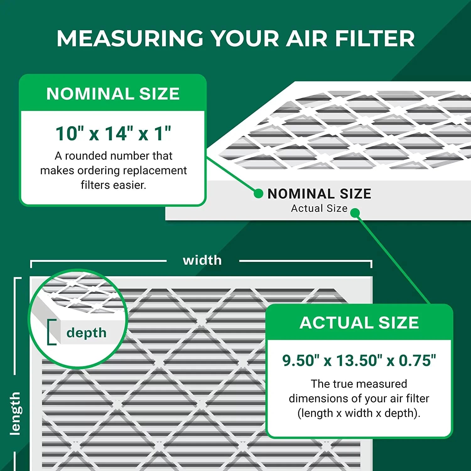 Filterbuy 10x14x1 MERV 13 Pleated HVAC AC Furnace Air Filters (12-Pack)