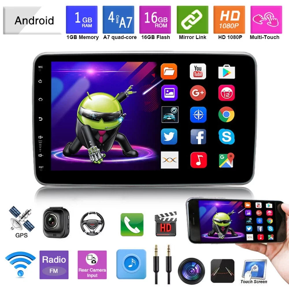 Jahy2Tech 10 Inch On-Board Android 9.1 GPSize Wifi Dual Din Touch Sizecreen Player Navigation