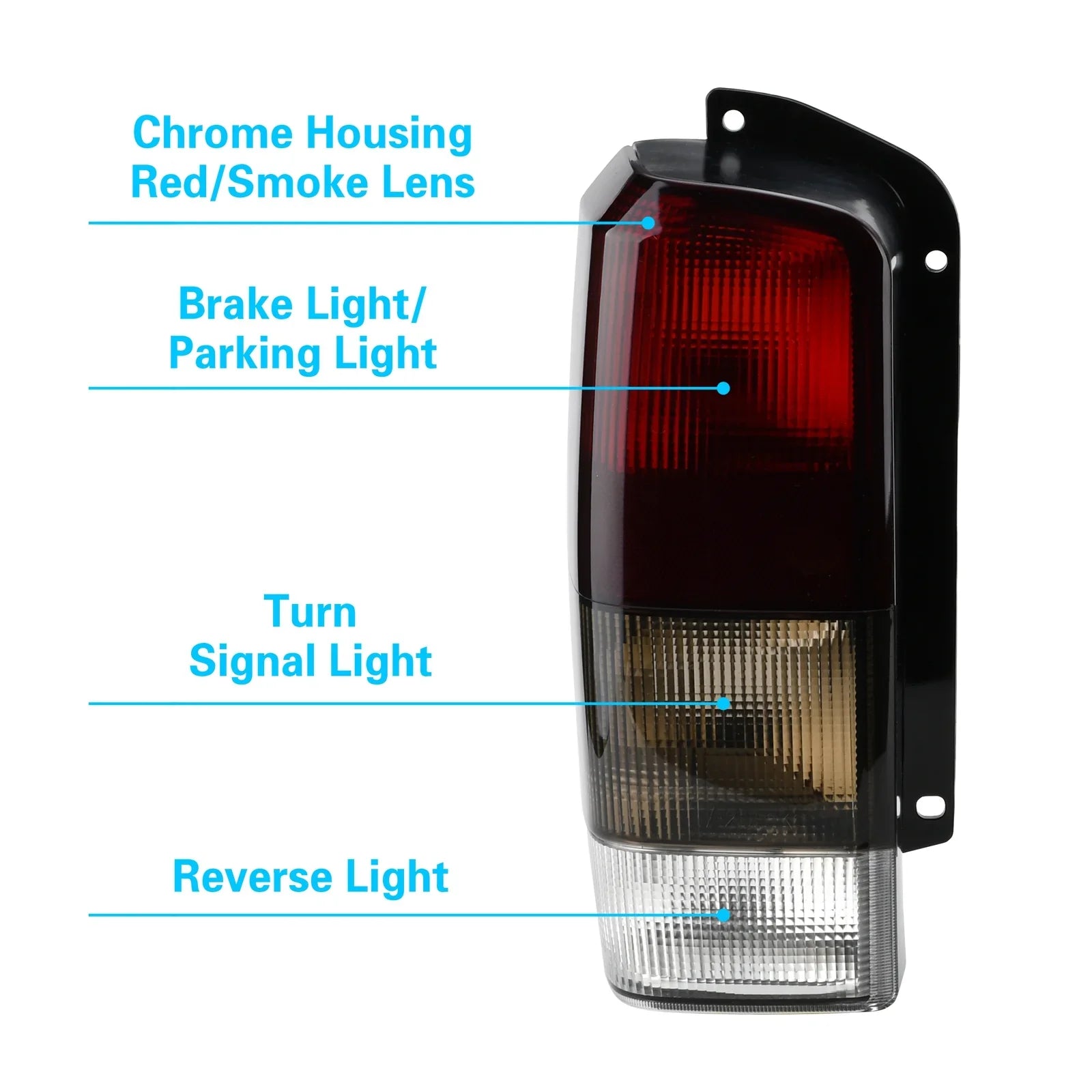 Fits for Jeep 97-01 XJ Tail Lights Red/black Sizemoke Lens Rear Tail Lamps Sizeet(Left + Right)Compatible with 1997-2001 Cherokee XJ