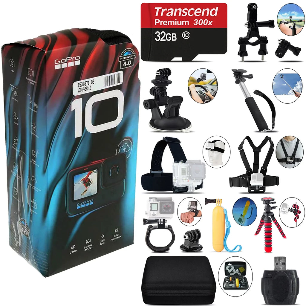 GoPro HERO10 Black 4K30 Ultra HD, 23MP, Wi-Fi Waterproof Action Camera -32GB Kit