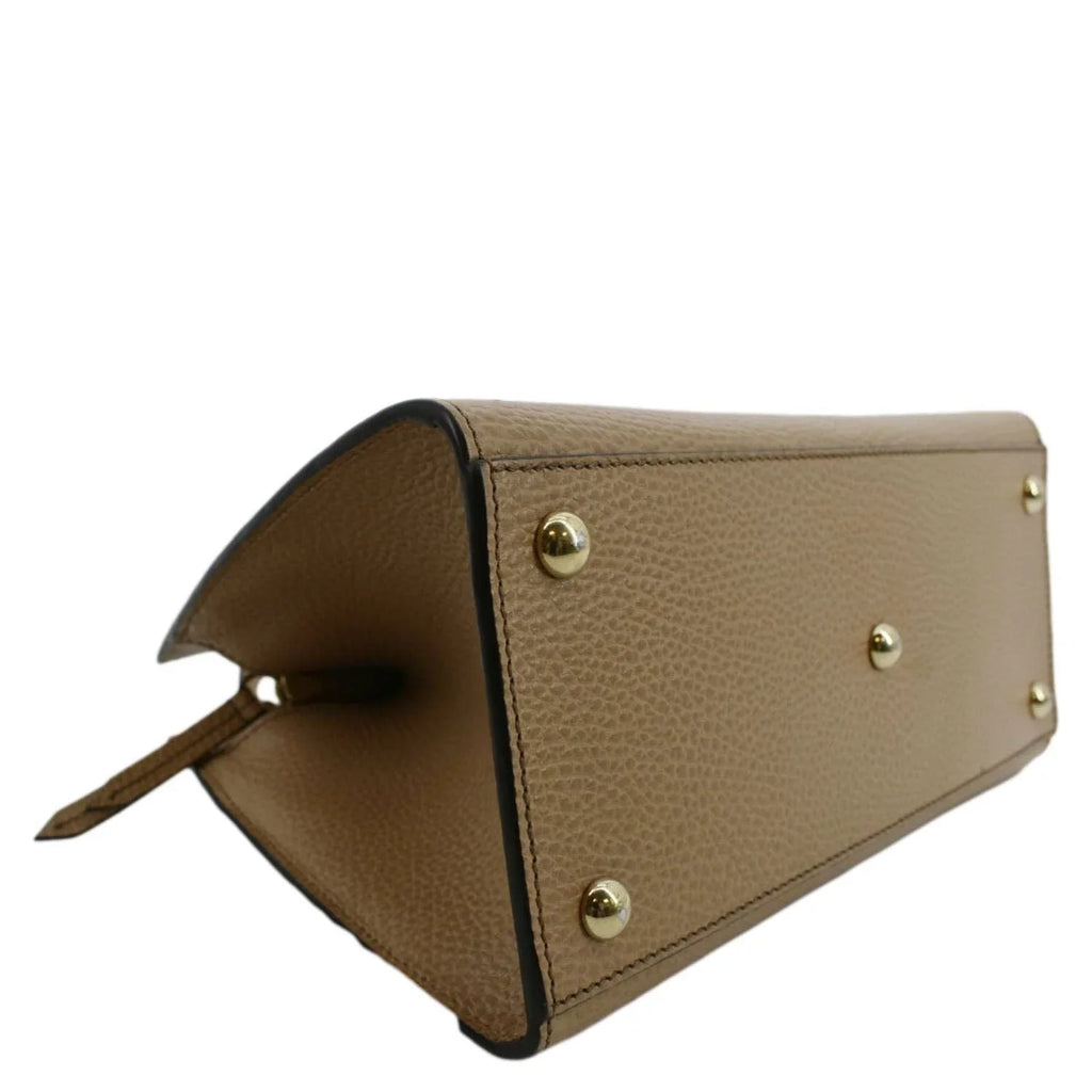 Pre-owned GUCCI Sizeoho Leather Top Handle Hobo Bag Beige 607722