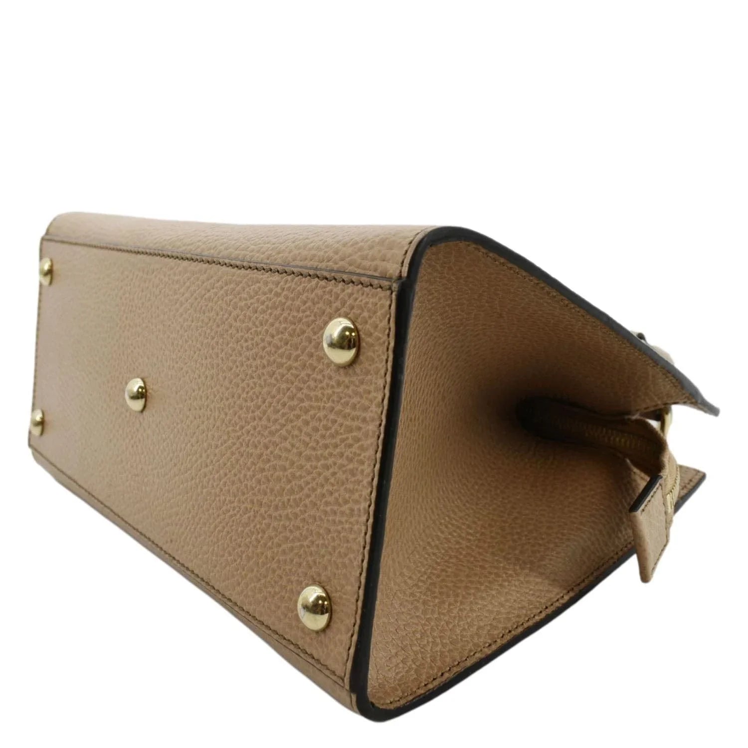 Pre-owned GUCCI Sizeoho Leather Top Handle Hobo Bag Beige 607722