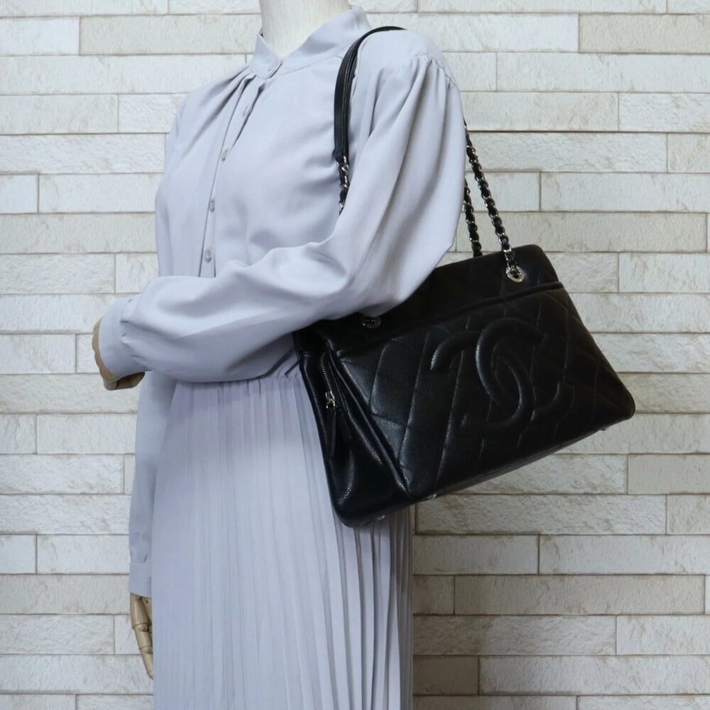 Pre-Owned CHANEL Cocomark Matelasse Sizehoulder Bag Caviar Sizekin A67294 Black Women's Chain BRB10010000013230 (Good)