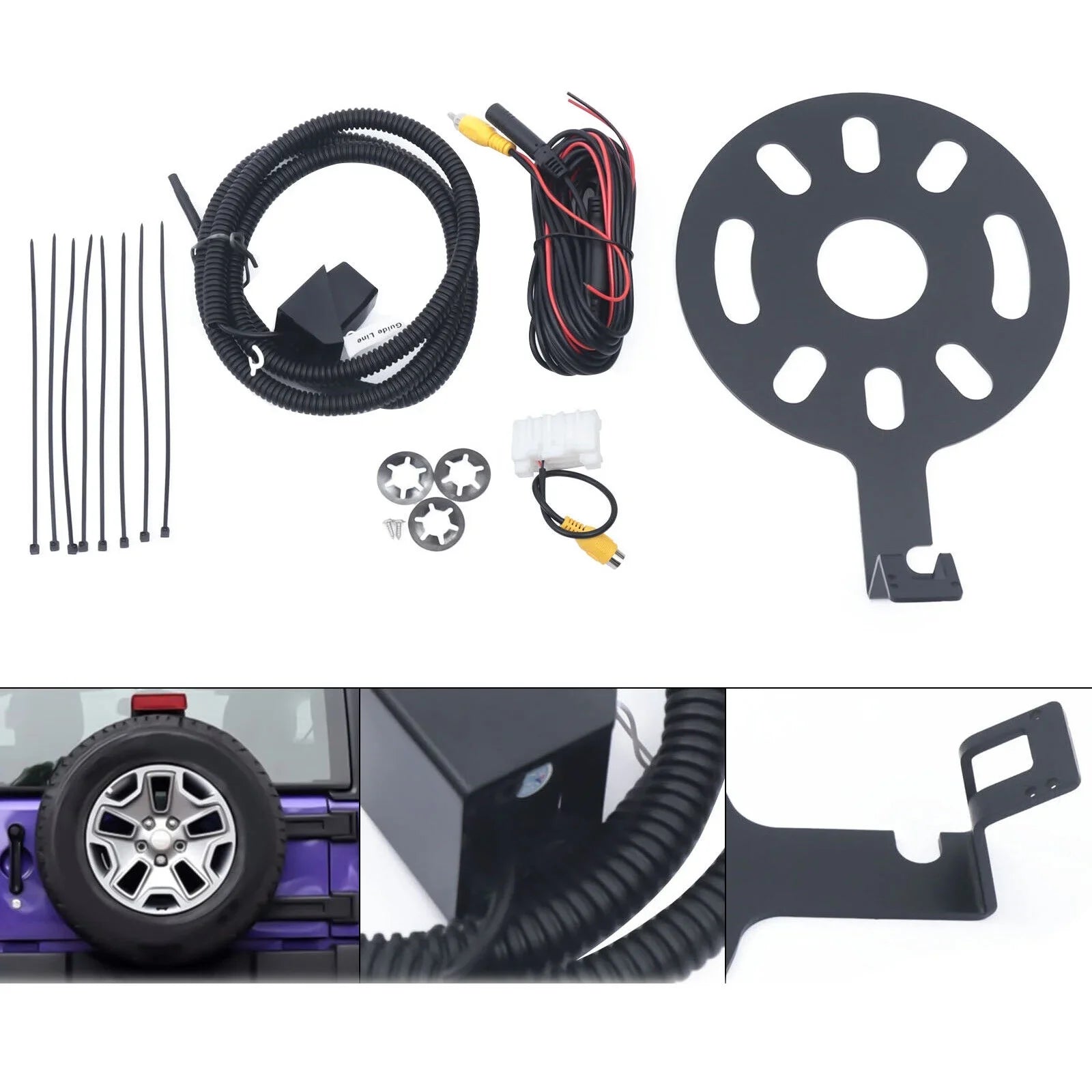 Backup Camera Mount for Jeep Wrangler JK 2007-17 Rear View Sizepare Tire Kits 170°