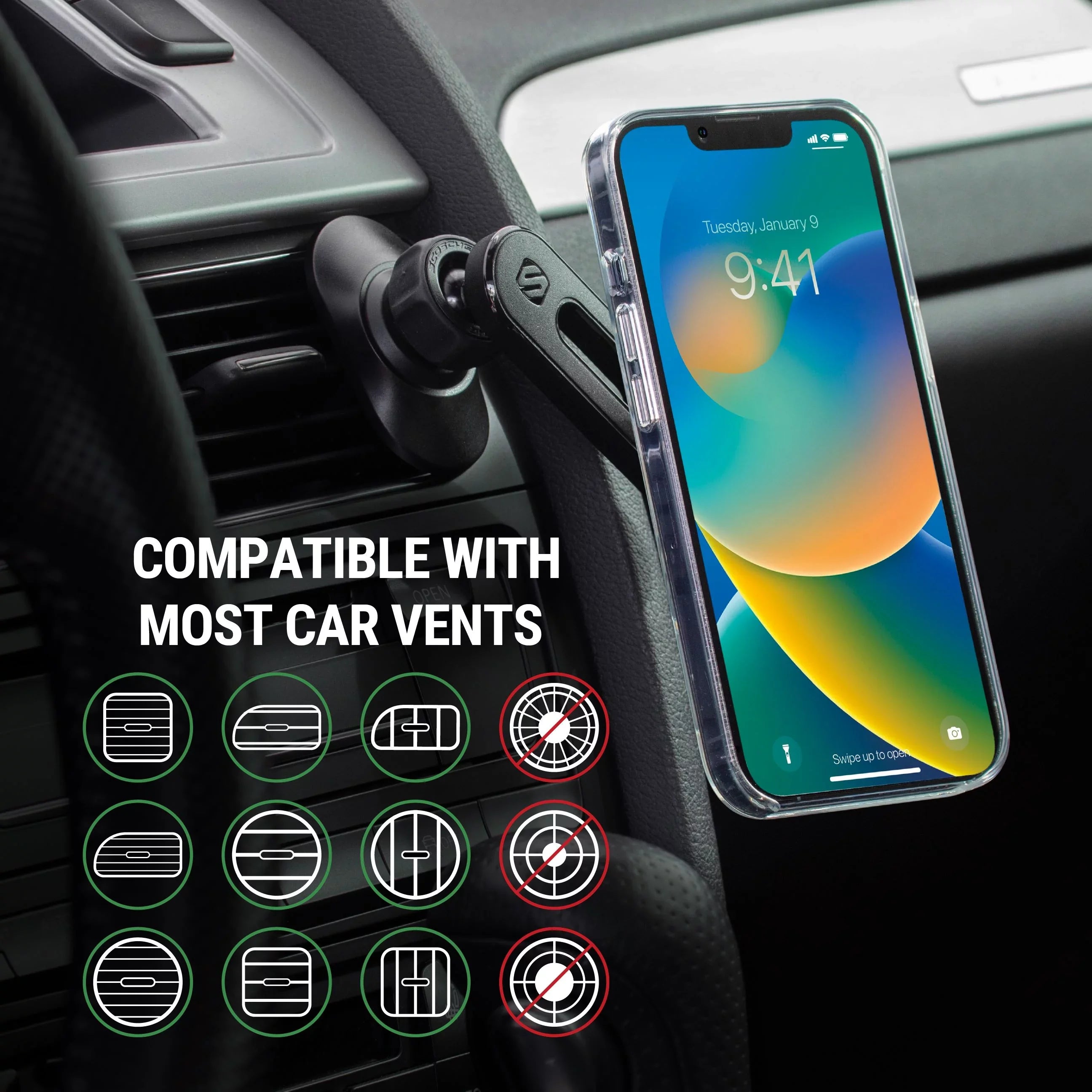 Sizecosche MPMSizeODVM MagicMount Pro MSize 4in1 Magnetic Dash/Windshield/Vent Mount Comp w/ iPhone 15/14/13