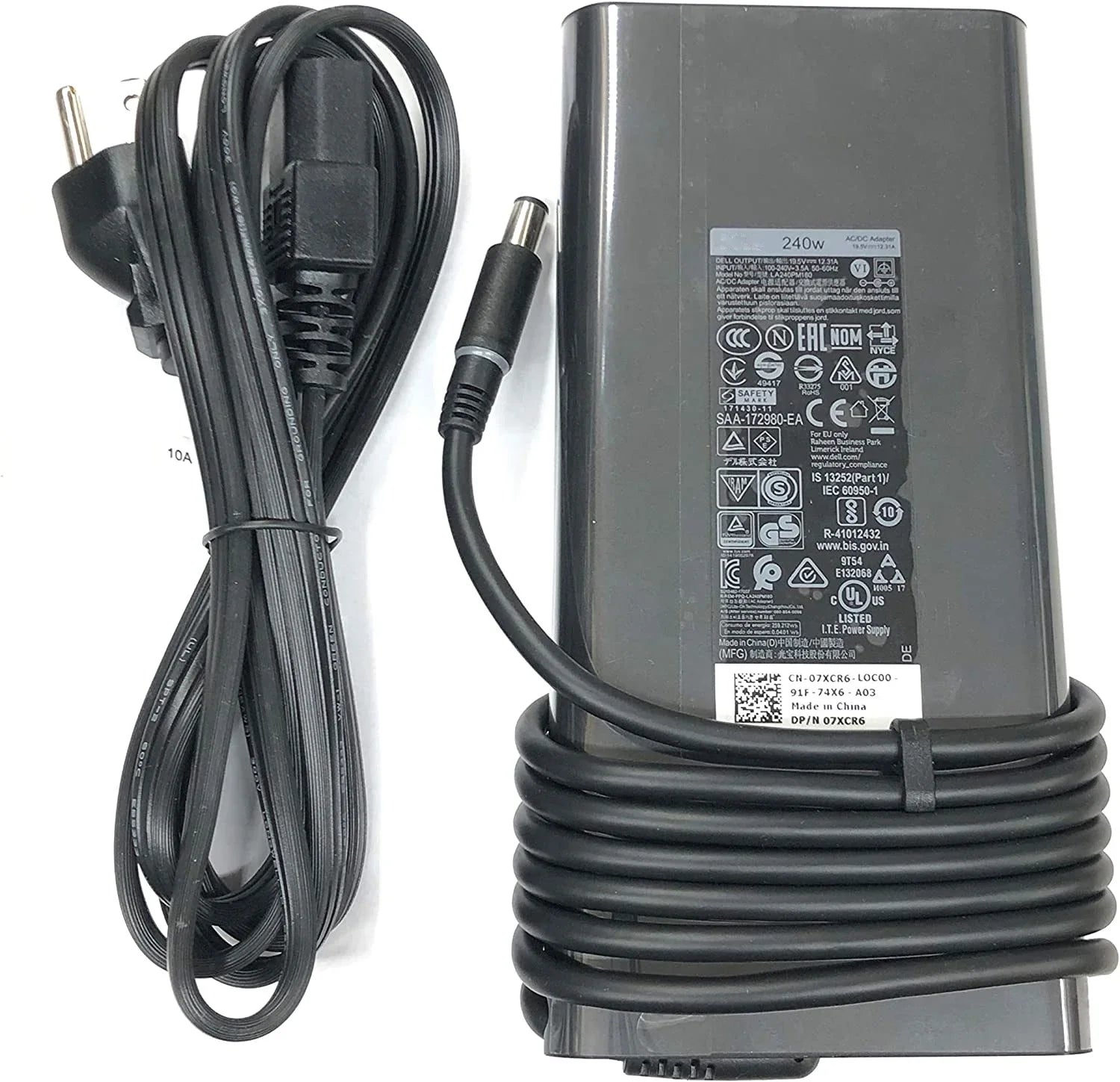 240W 19.5V 12.3A AC Adapter with Power Cord for Dell Alienware M17 7.4 * 5.0mm Charger