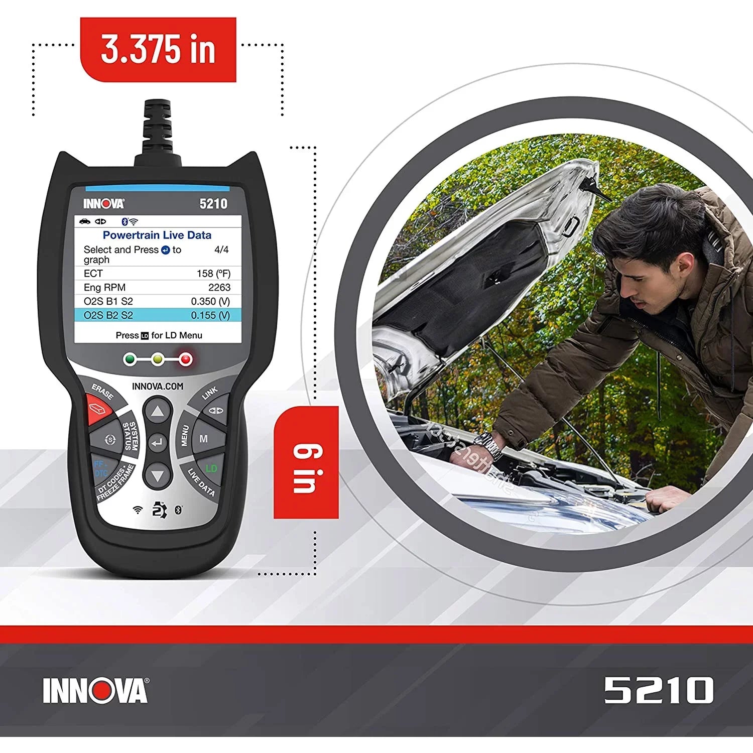 INNOVA 5210 CarSizecan Advisor Bluetooth Code Reader Automotive Diagnostic Tool