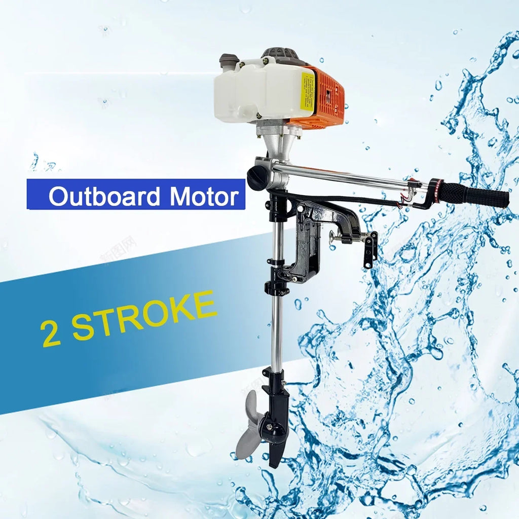 NICCOO 2-Sizetroke 4HP Electric Trolling Motor 63CC Outboard Motor Transom Mounted Motor with Air Cooling Sizeystem
