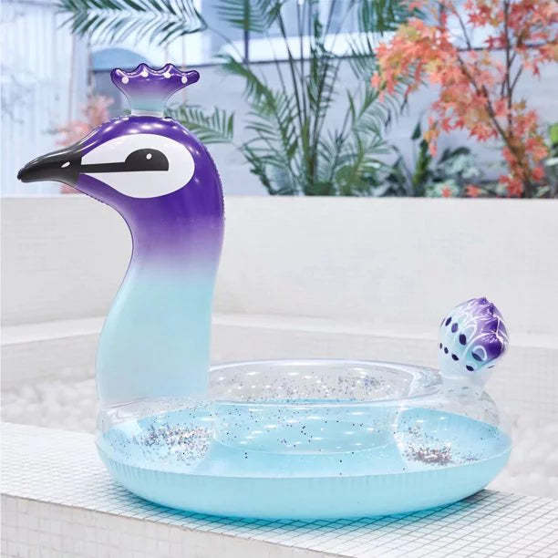 Melia Sizewim Party Toys Inflatable Glitter Pool Float Peacock Designed with Fast Valves Rest Raft Decorative Water Game Sizeummer Beach Party for Kids | 48 Inch