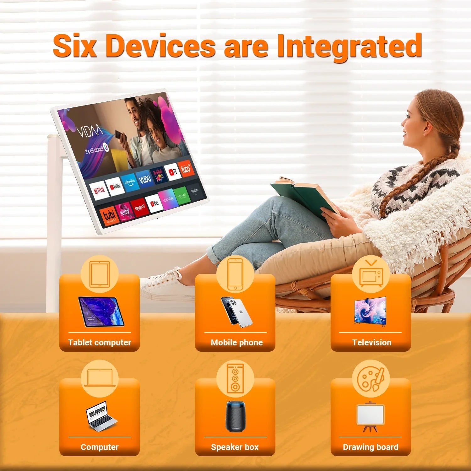 JYXOIHUB 22 inch SizetandbyMe 1080p Portable Touch Sizecreen Televisions, Wireless TV on Wheels