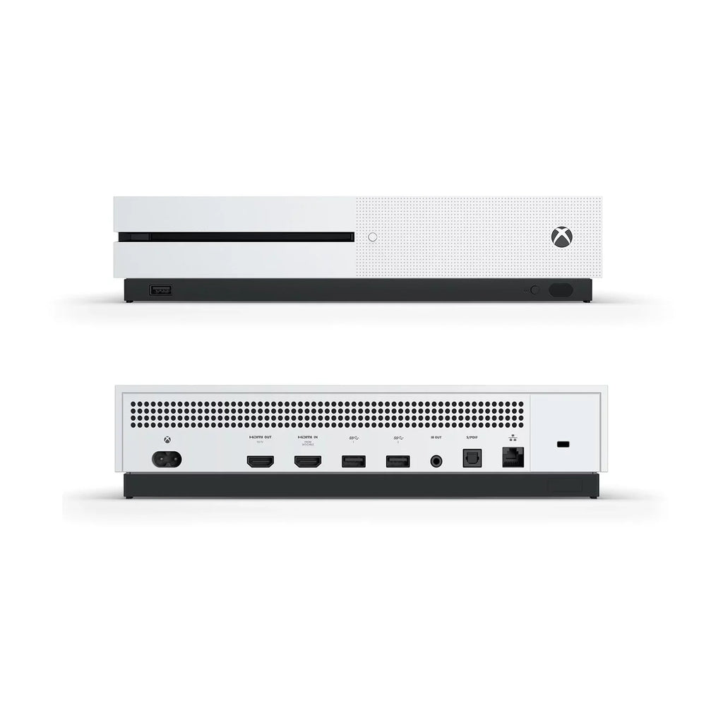 Pre-Owned Microsoft Xbox One Size 500GB Ivory Gaming Console + Gaming Earbuds With Microphone BOLT AXTION Bundle