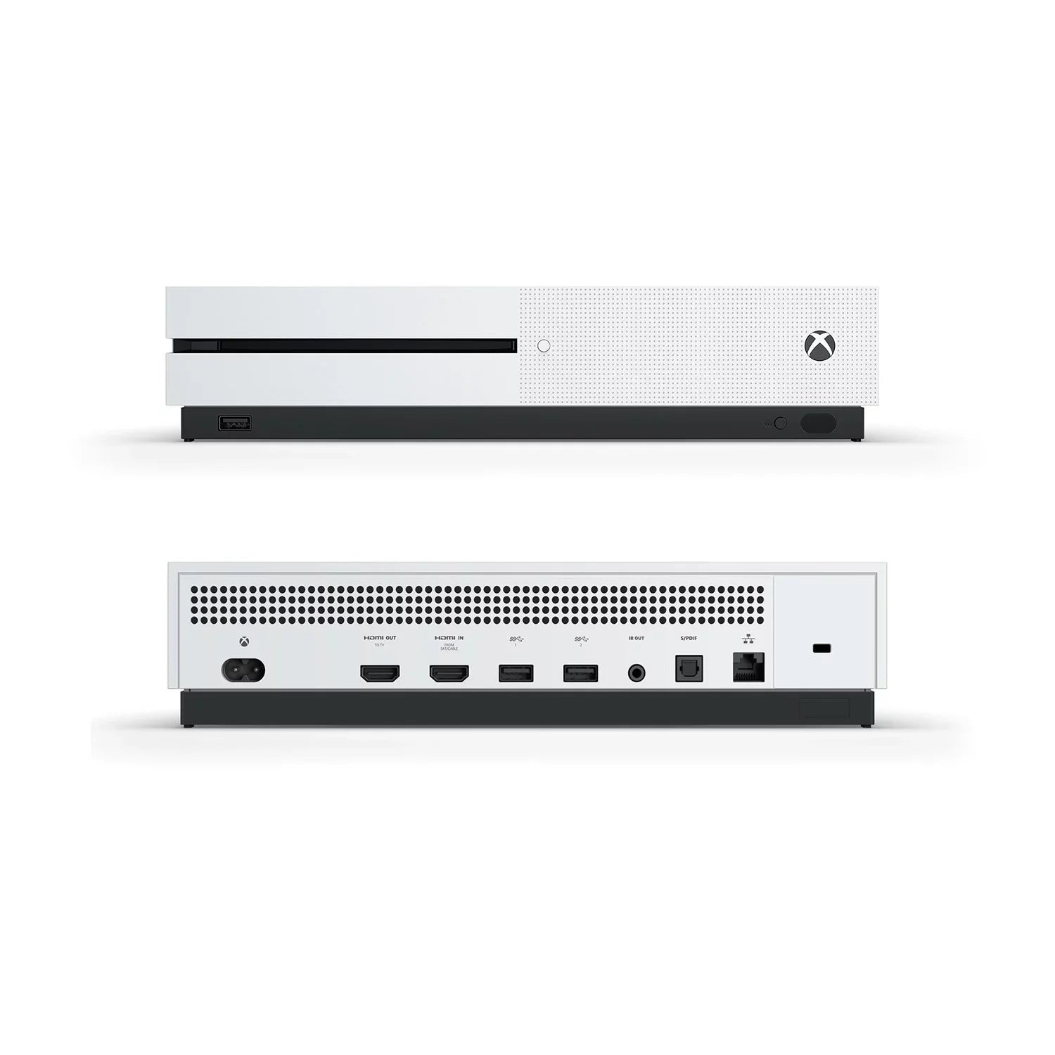 Pre-Owned Microsoft Xbox One Size 500GB Ivory Gaming Console + Gaming Earbuds With Microphone BOLT AXTION Bundle