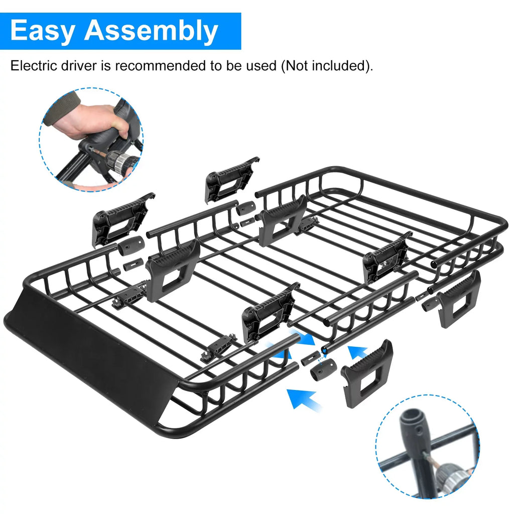 63x39x6.3in Roof Basket, iMounTEK 220LBSize Heavy Duty Roof Rack Cargo Basket, Universal Rooftop Cargo Carrier with Hook Sizetrap Elastic Net