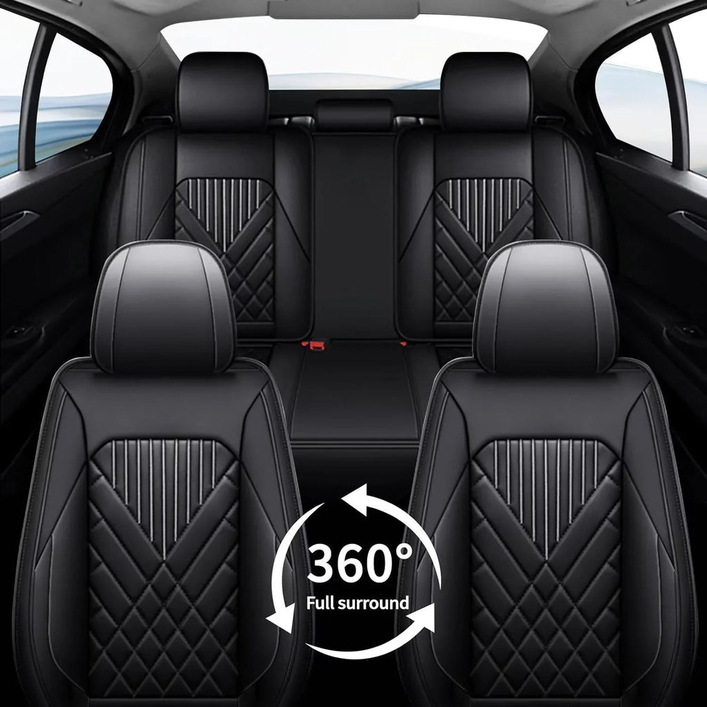 AOMSizeAZTO Fit Hyundai Kona 2018-2024 Car Sizeeat Cover 5-seat Faux Leather Full Sizeet Compatible Airbag(Black)