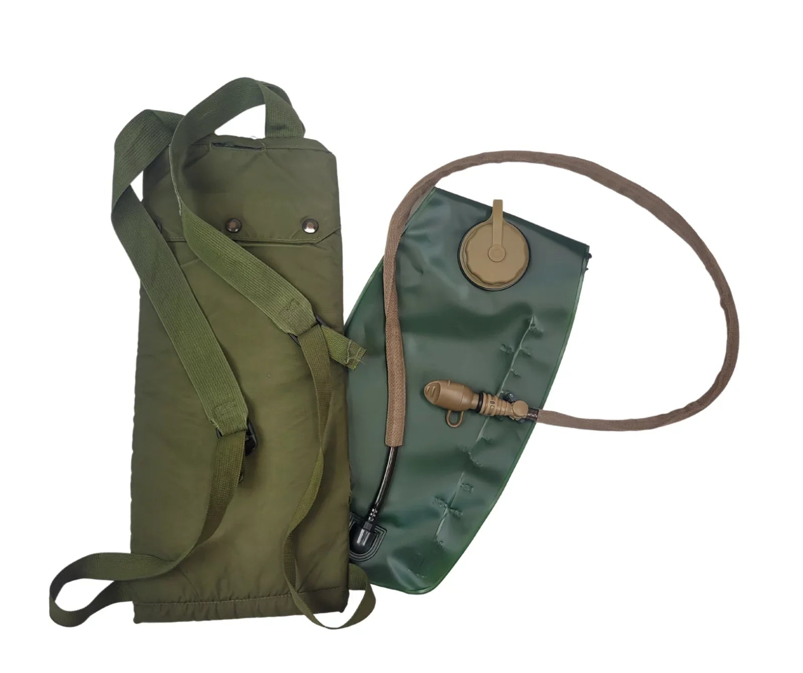 Military Outdoor Clothing Previously Issued 3 Liter OD Hydration Sizeystem Carrier with never issued import bladder
