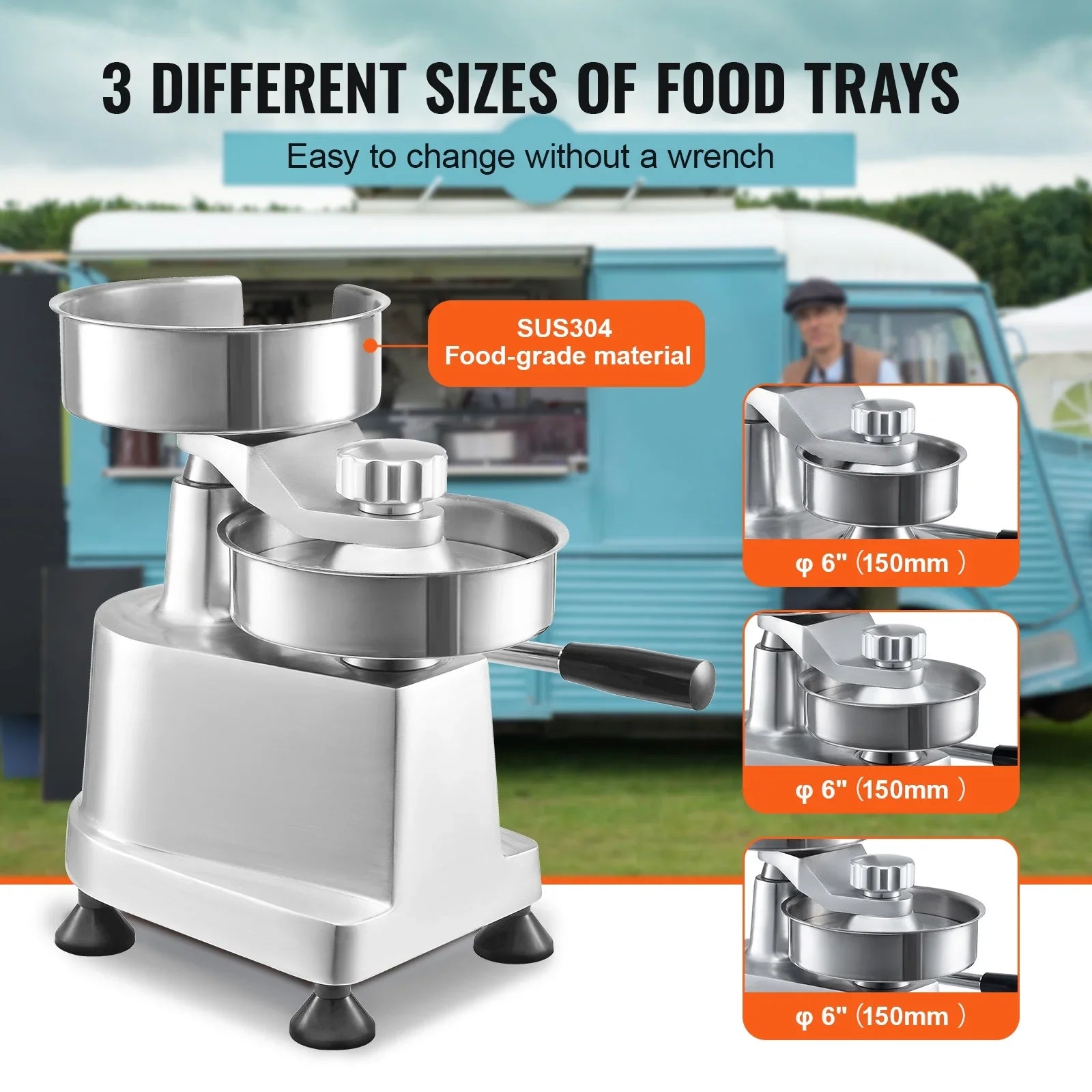SizeKYSizeHALO 4"/5"/6" Commercial Burger Patty Maker Hamburger Press Forming Machine