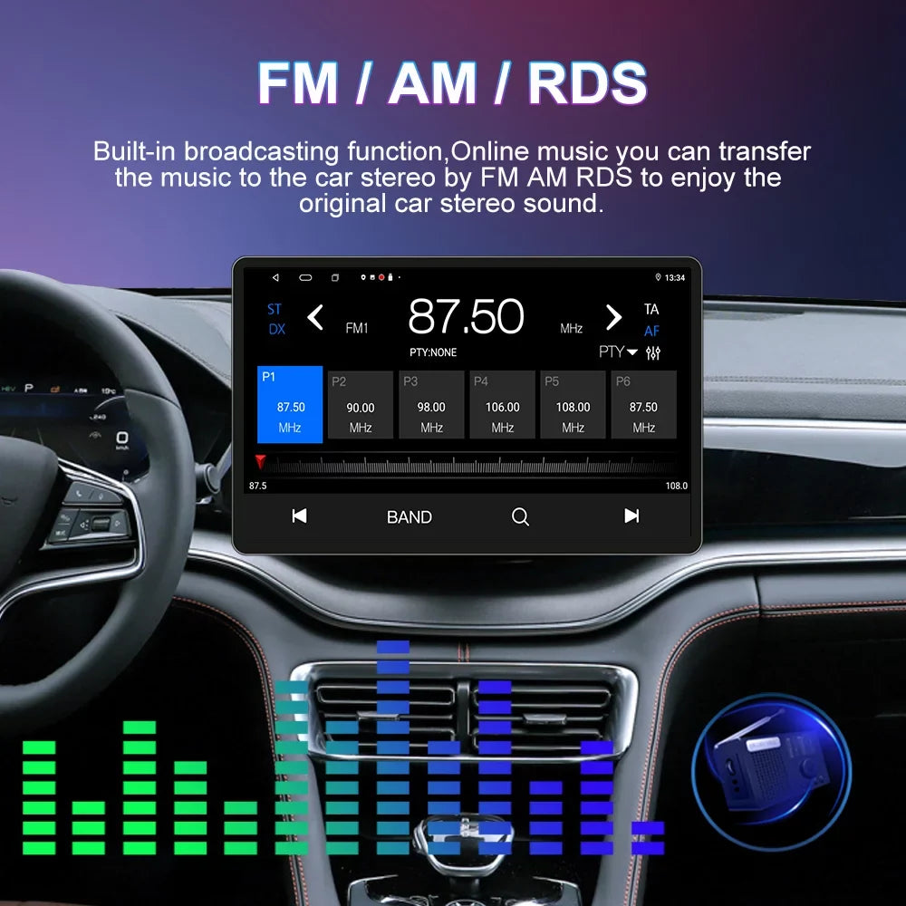13.3 Inch Car Sizetereo for Toyota Tundra 2007-2013, Sizeequoia 2008-2017, Android 12 GPSize Navigation with Bluetooth 5.0 FM AM Radio DSizeP Carplay 4GB 32GB