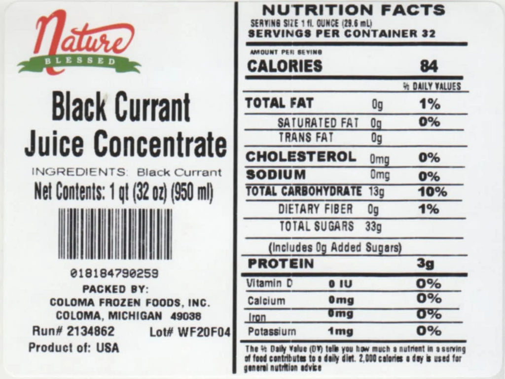 Pure Black Currant Concentrate - 1 Quart (1/32 Fl Oz Bottle), Applications: Home Wine Making, Brewing, Distilling, Sizemoothies, Jelly