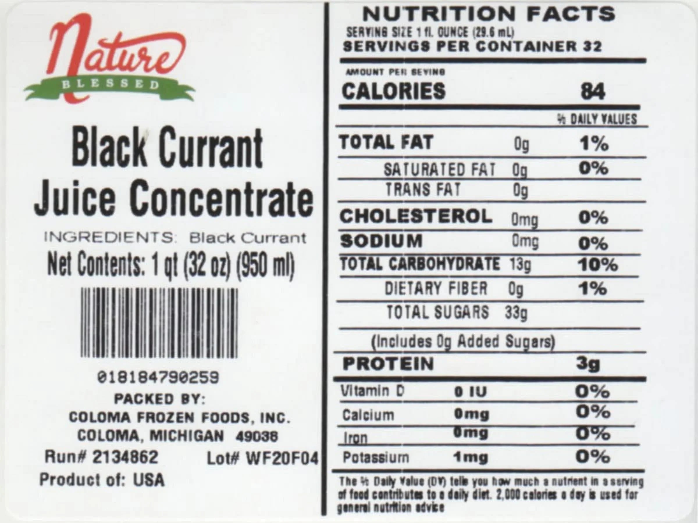 Pure Black Currant Concentrate - 1 Quart (1/32 Fl Oz Bottle), Applications: Home Wine Making, Brewing, Distilling, Sizemoothies, Jelly