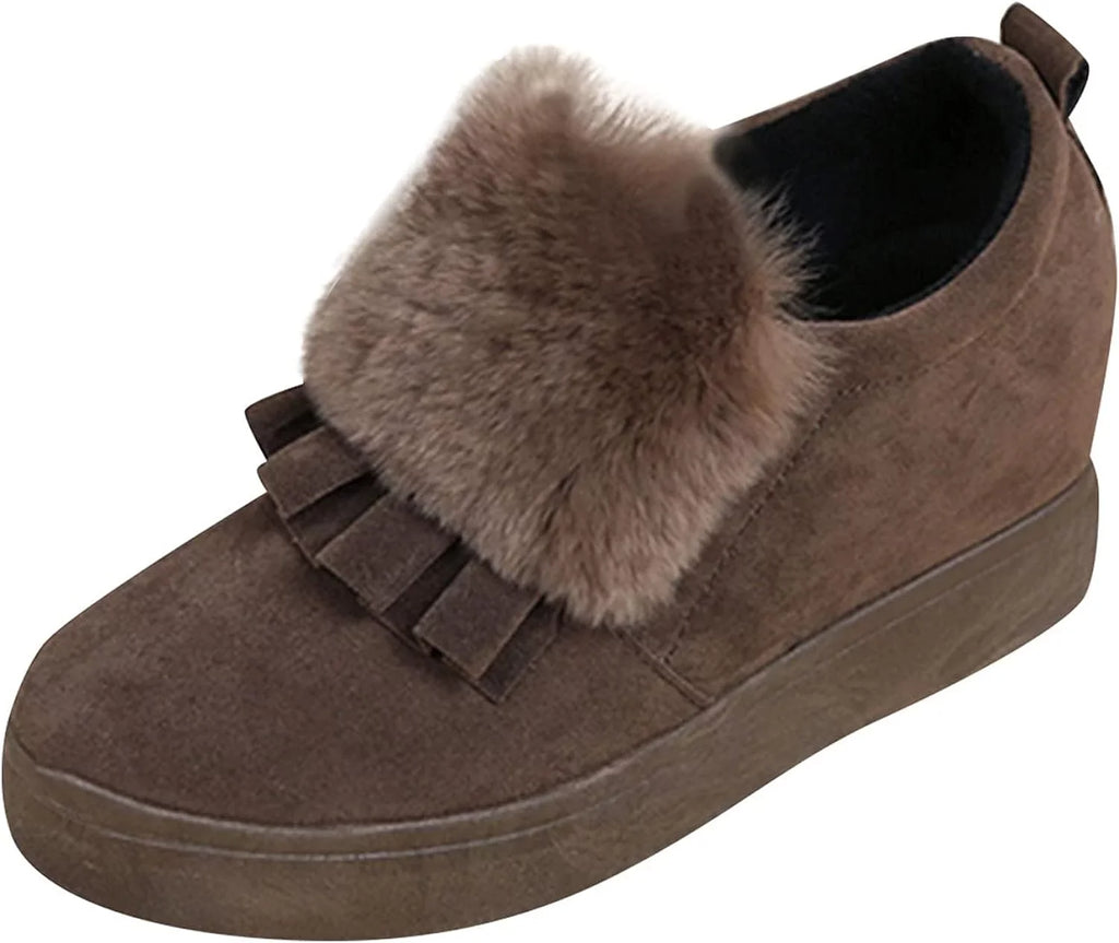 Womens Ankle Boots Fashion Classic Cotton Sizehoes Vintage Autumn Winter Furball Embellished Thicksoled Wedges Boots