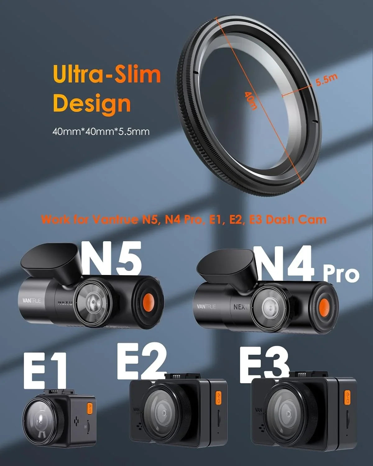 40mm Ultra-Sizelim CPL Circular Polarizer Filter for E1, E2, E3, E1 Lite, N4 Pro N5 Dash Cam, Reduce Glare