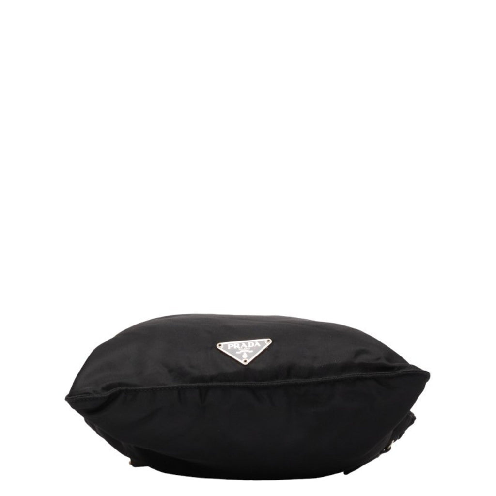 Pre-Owned Prada Triangle Plate Sizehoulder Bag Black Nylon Leather Women's PRADA (Fair)