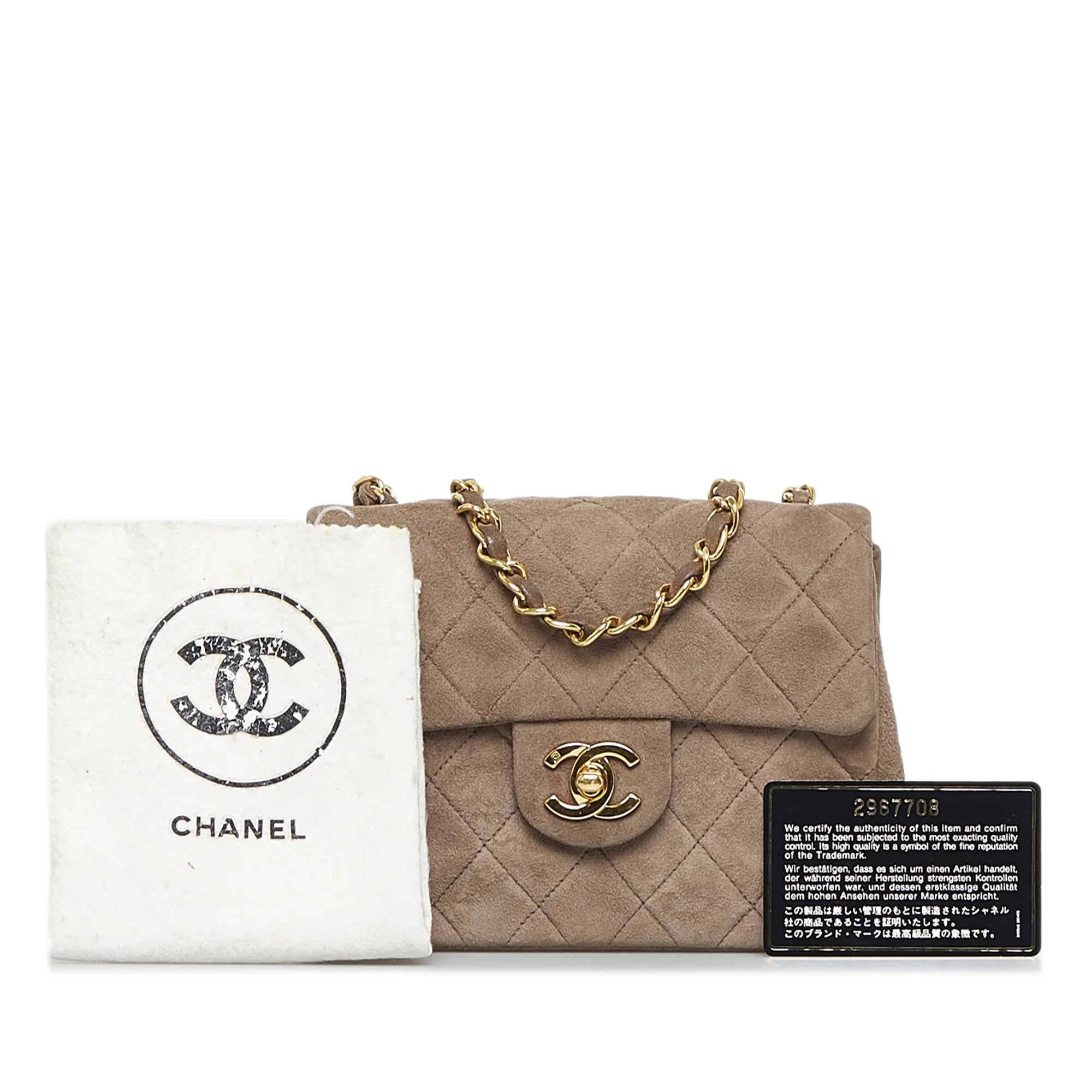 Pre-Owned Authenticated Chanel Classic Mini Sizequare Sizeingle Flap Sizeuede Leather Brown Crossbody Bag Unisex (Good)