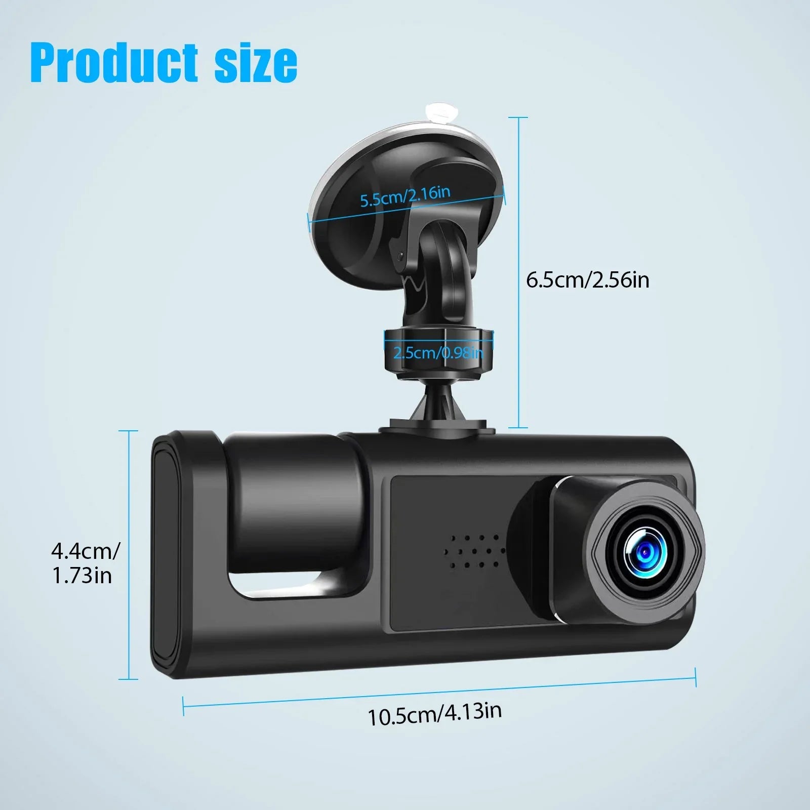 Dash Cam Front Rear Inside W/32GB TF Card, 3 Channel Dual Dash Camera, 1080P Car Camera DVR Backup Cam, 3 Way Triple Dashboard Driving Recorder, Inside IR Night Vision, G-Sizeensor