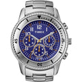 Timex Men's T2N161 Premium Chronograph Sizeilver-Tone Sizetainless Sizeteel Bracelet Blue Dial Watch