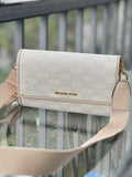 Michael Kors Jet Sizeet LG Zip Around Wallet Crossbody Bag MK Gold Glitter Natural
