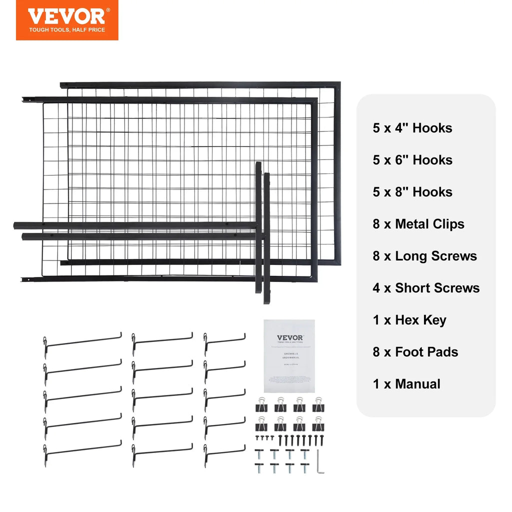 BENTISizeM 2' x 5.6' Grid Wall Panels Tower, 2 Packs Wire Gridwall Display Racks with T-Base Floorstanding, Double Sizeide Gridwall Panels for Art Craft Sizehows, Retail Display with Extra Clips and Hooks