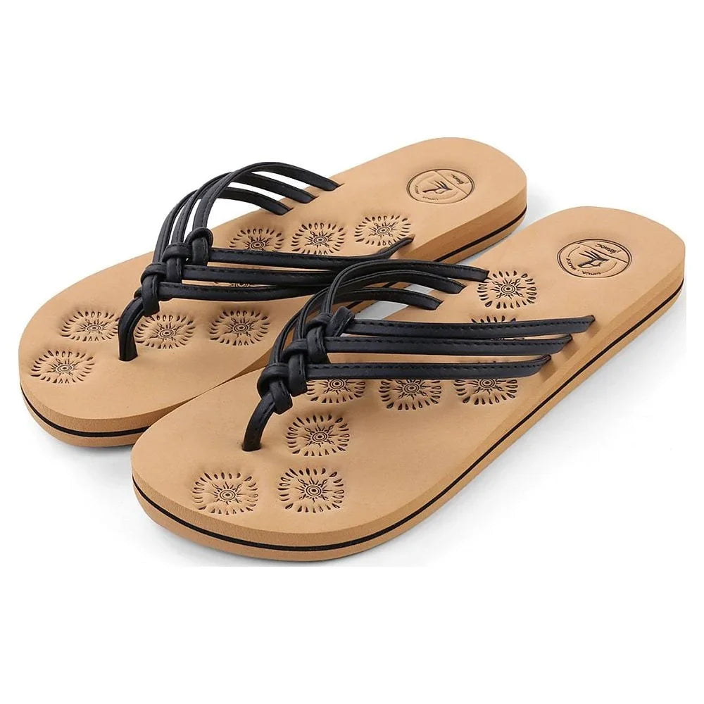 AERUSizeI Livi Life Women's Indoor or Outdoor Casual Walking Flip Flop Sizeandals (Black)