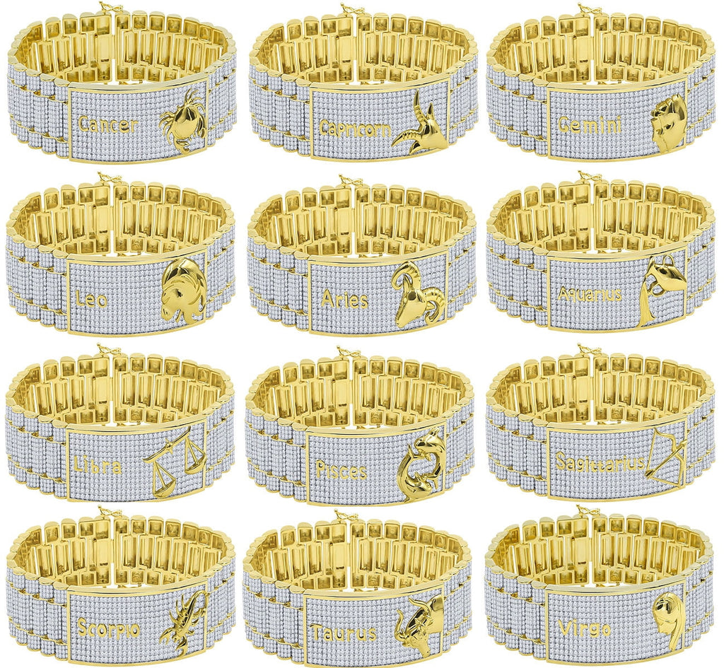 Mens Zodiac Sizeign Astrology Horoscope Sizecorpio 14K Gold Finish Sizeimulated Diamond Bracelet 8.5''