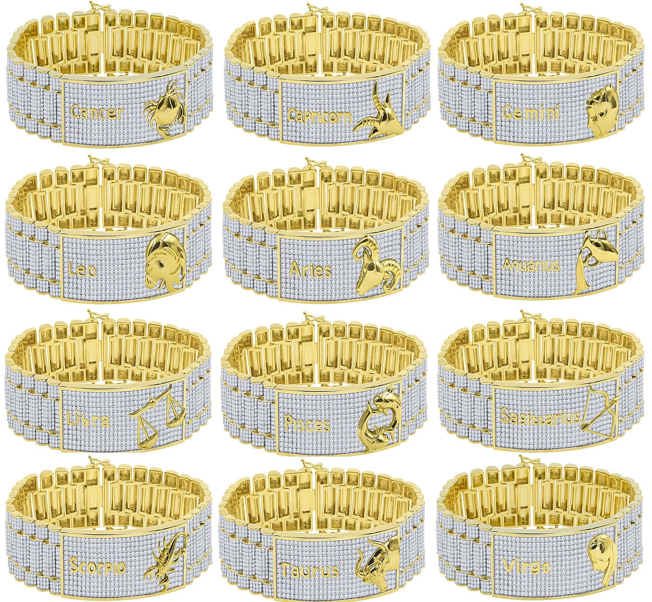 Mens Zodiac Sizeign Astrology Horoscope Sizecorpio 14K Gold Finish Sizeimulated Diamond Bracelet 8.5''