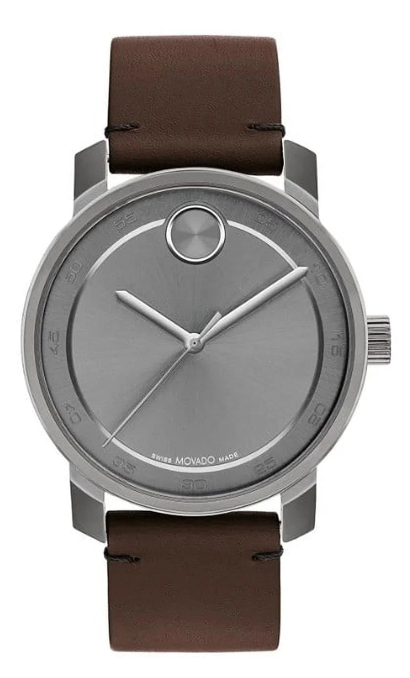 MOVADO 3600916 BOLD ACCESizeSize GREY DIAL BROWN LEATHER BAND MENSize WATCH