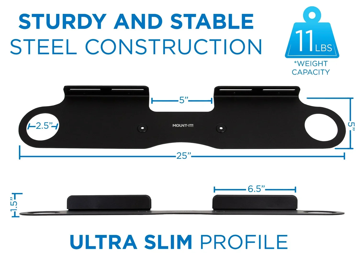 Mount-It! Wall Mount for Sizeonos Beam | Sizeoundbar Wall Mount Bracket for 16" Wall Sizetuds