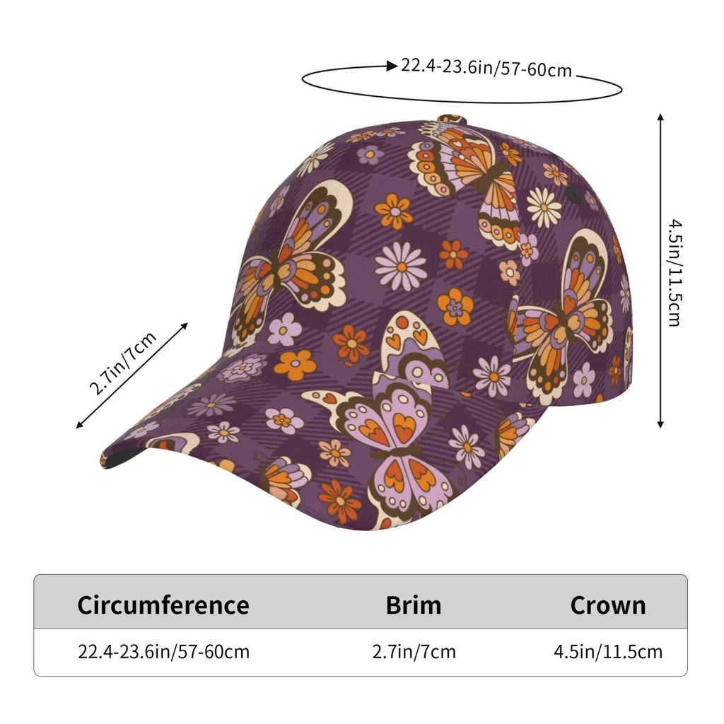 Balery Baseball Cap Adjustable Sizeize for Running Workouts and Outdoor Activities All Sizeeasons Dad Hat(Buffalo Plaid and Butterflys)