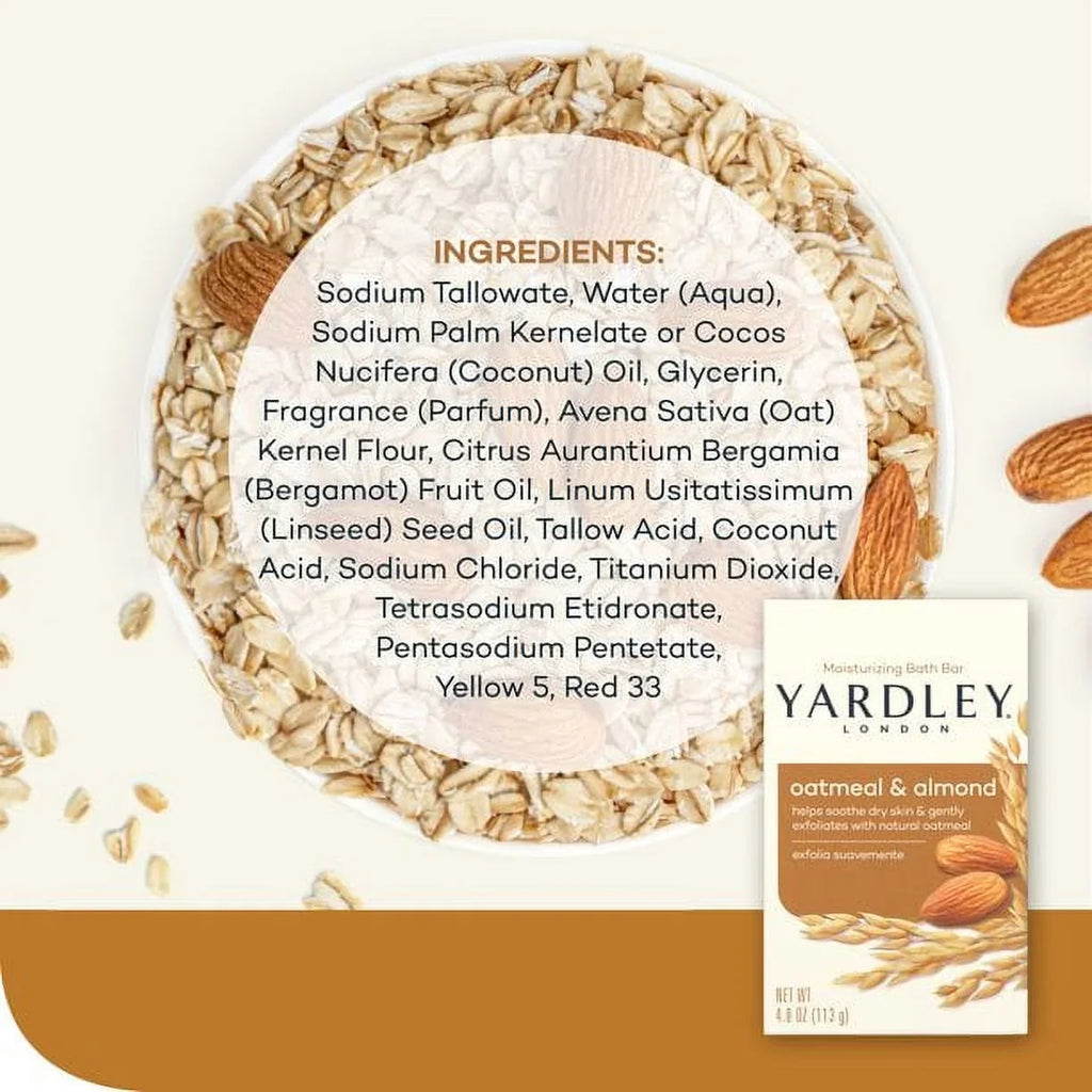 Yardley Oatmeal and Almond Bar Sizeoap, 4 Oz (12 Pack)